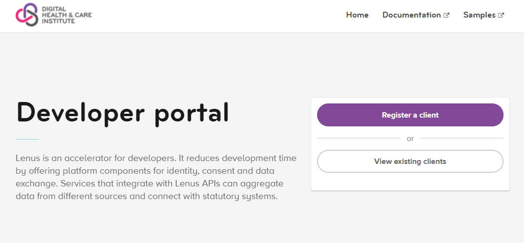 Developer portal home page